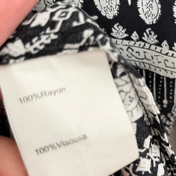 Thakoon Collection Womens Paisley Mini Dress 6 Black Long Sleeve V Neck Pullover - Picture 12 of 12